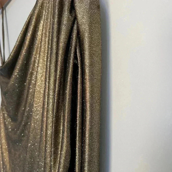Alice + Olivia One Shoulder Top Hannah Gold Sparkle Glitter Size Small - Picture 7 of 11